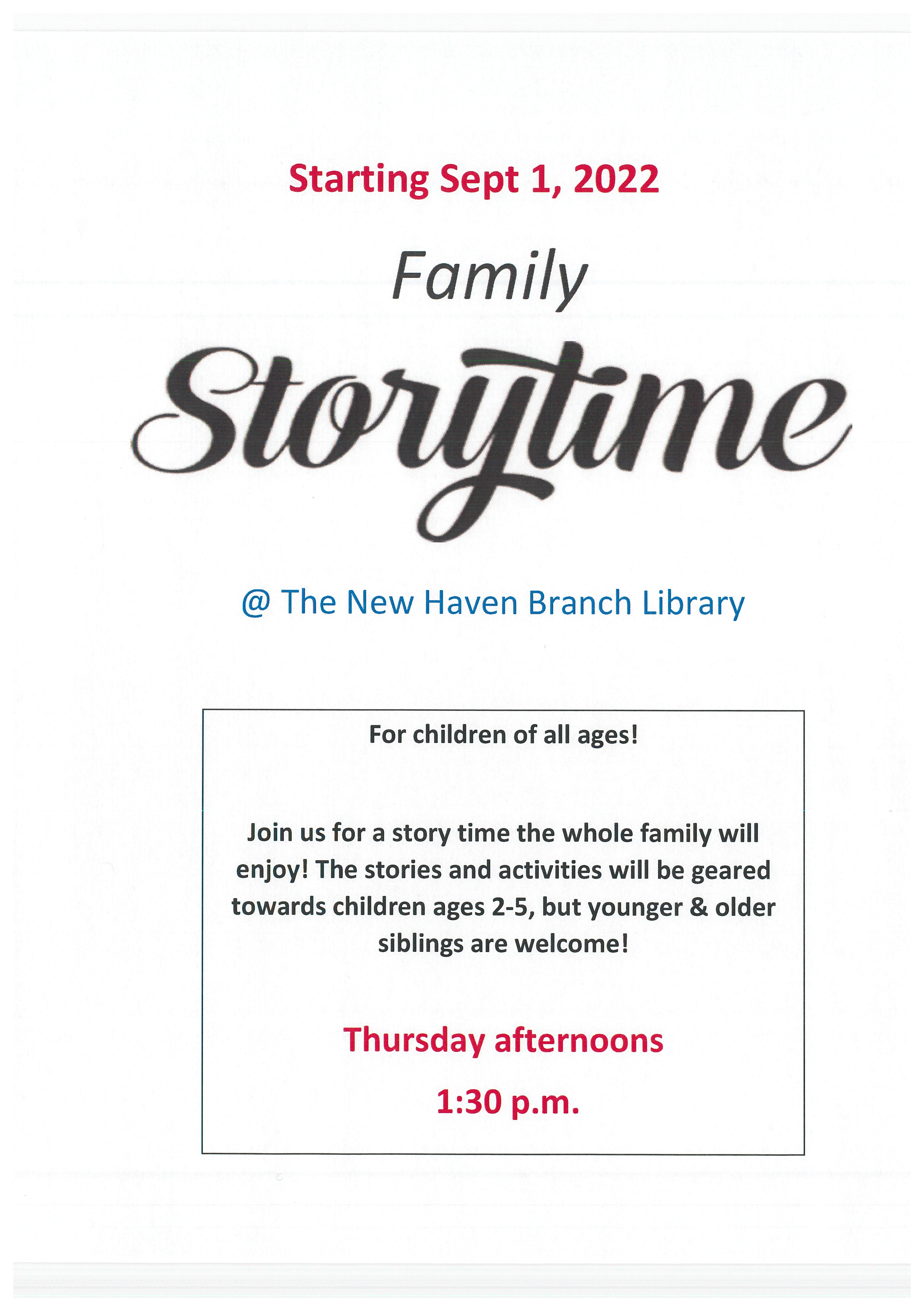 Family Storytime New Haven